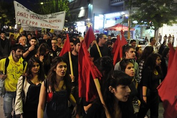 Manifestación del pasado 18 de octubre para denunciar la muerte de Pavlos Fyssas. (Louisa GOULIAMAKI/AFP)