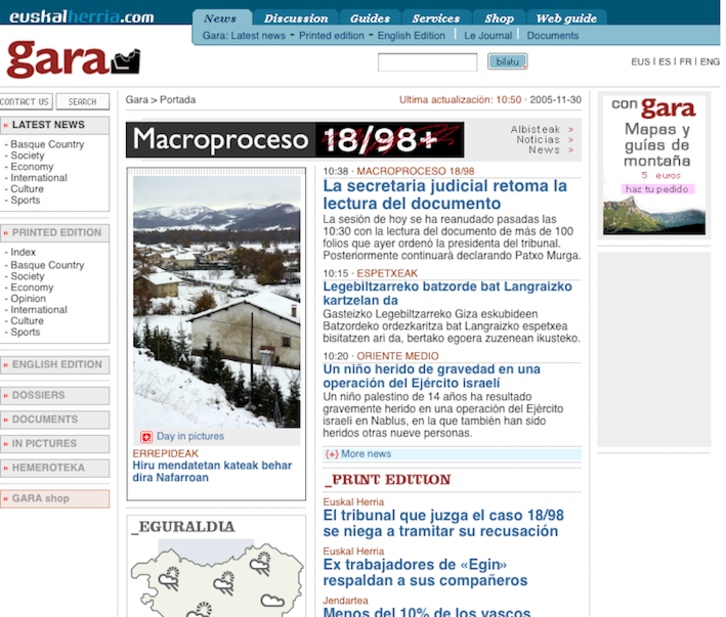 Gara.net-en 2005eko azala.