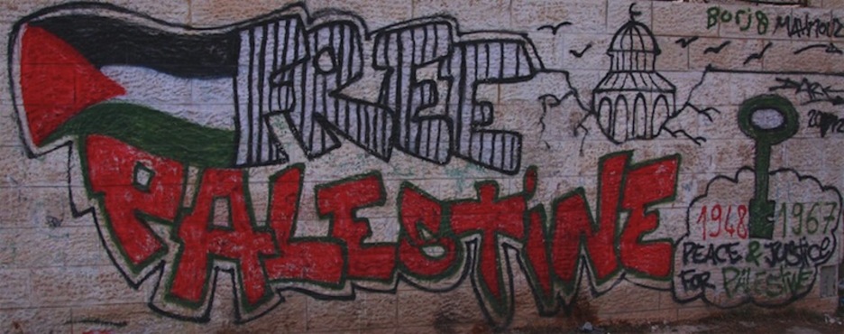 Palestinaren askatasuna aldarrikatzen duen mural bat Hebronen.