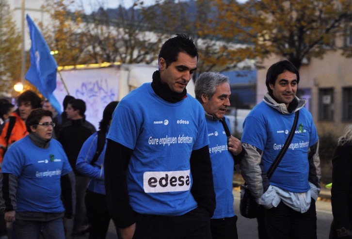 Trabajadores de Edesa, durante una de sus numerosas movilizaciones. (ARGAZKI PRESS)