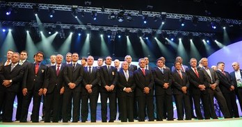 Sorteo de la FIFA celebrado hoy en Costa do Sauípe. (Vanderlei ALMEIDA/AFP)