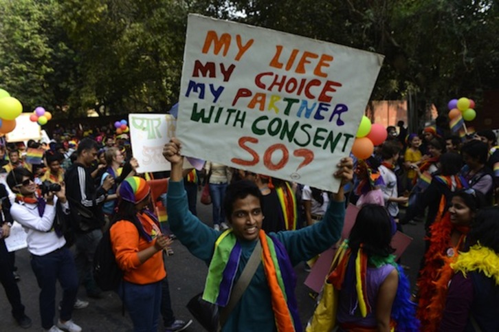 Imagen de archivo de una protesta en favor de los derechos de los homosexuales en Nueva Delhi. (Sajjad HUSAIN/AFP PHOTO)