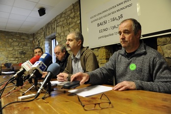 Los representantes de Itxas Aurre han realizado la primera valoración pública tras hacerse oficial la desanexión. (Jon URBE/ARGAZKI PRESS)