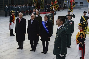 Manuel Valls, junto a Fernández Díaz y el titular español de Exteriores, García Margallo. (Javier SORIANO / AFP PHOTO)