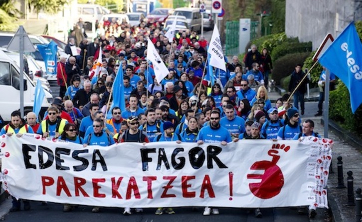 Una manifestación de los trabajadores de Edesa, en una imagen de archivo. (Raúl BOGAJO / ARGAZKI PRESS)