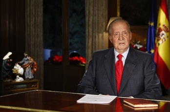 Juan Carlos de Borbón, durante su discurso navideño. (BALLESTEROS/AFP PHOTO)