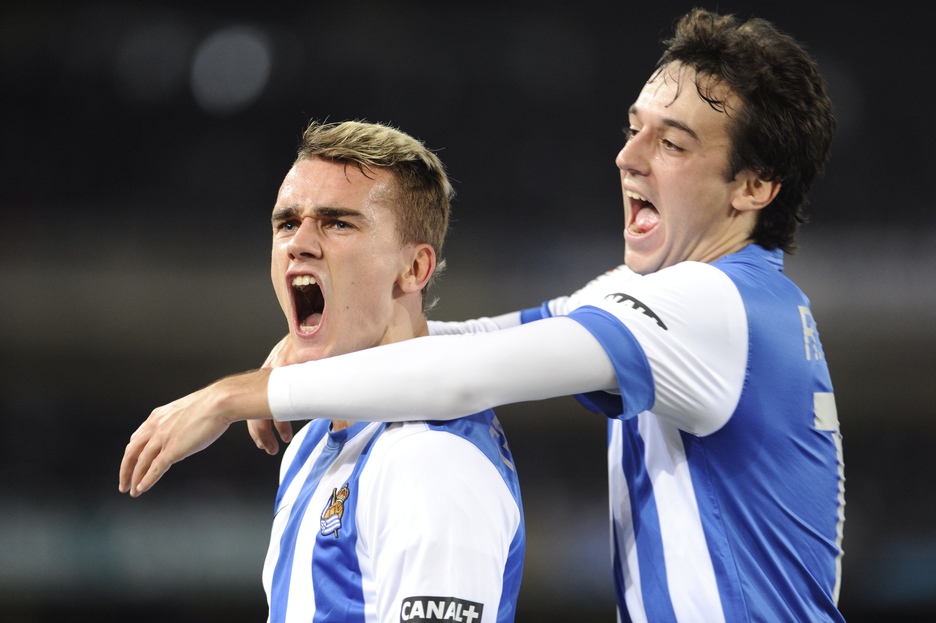 Griezman y Pardo, los dos goleadores. (Jon URBE / ARGAZKI PRESS)