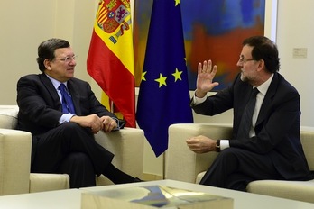Mariano Rajoy junto al presidente de la Comisión Europea, José Manuel Durao Barroso. (Javier SORIANO/AFP)