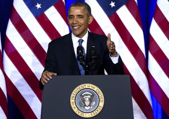 El presidente de EEUU, Barack Obama, durante su comparecencia. (Saul LOEB/AFP PHOTO)