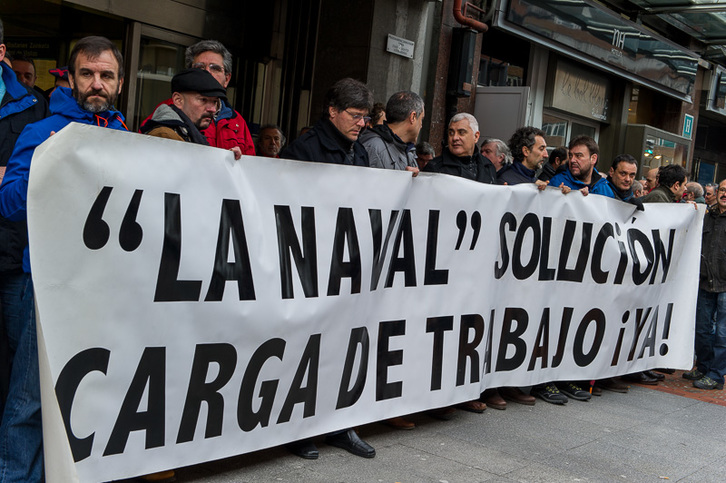 Los trabajadores de La Naval llevan varias semanas de movilizaciones reclamando más carga de trabajo. (ARGAZKI PRESS)