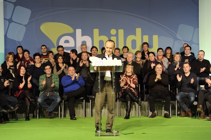 Acto de presentación de Josu Juaristi, cabeza de lista de EH Bildu a las europeas. (Jon URBE / ARGAZKI PRESS)