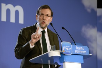 Rajoy la semana pasada en un mitin en Barcelona. (Lluis GENE / AFP)