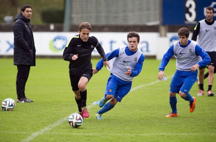 Canales ha entrenado por vez primera en Zubieta. (Juan Carlos RUIZ / ARGAZKI PRESS)