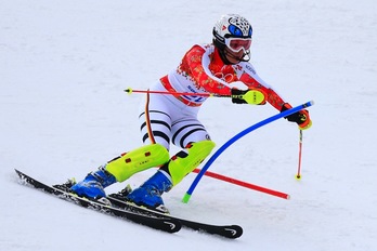 Maria Hoefl-Riesch, en un momento de la prueba. (Alexander KLEIN/AFP) 