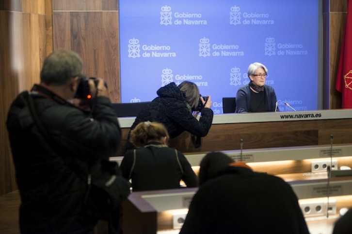 Lourdes Goicoechea, durante una comparecencia ante la prensa. (Iñigo URIZ/ARGAZKI PRESS)