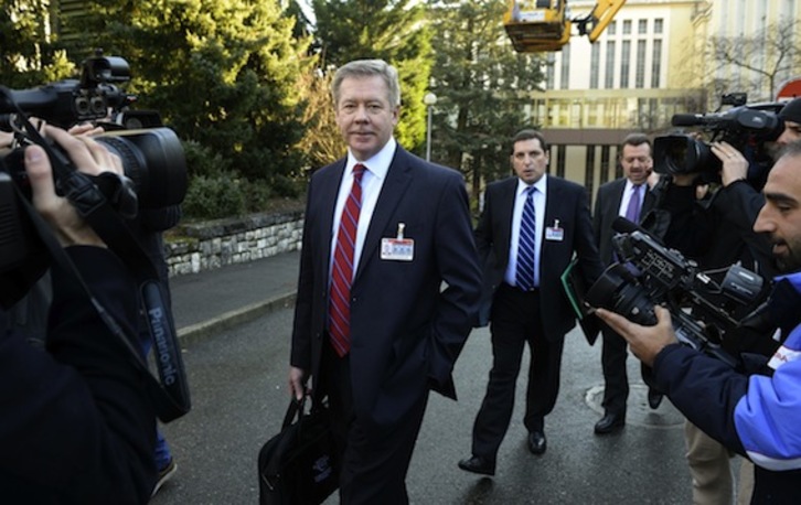 El ‘número dos’ de la diplomacia rusa, Guennadi Gatilov, en Ginebra. (Philippe DESMAZES/AFP PHOTO)