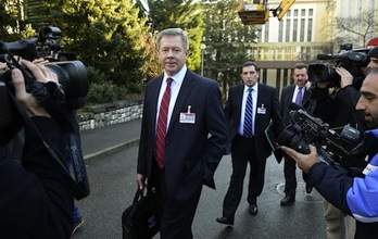 El ‘número dos’ de la diplomacia rusa, Guennadi Gatilov, en Ginebra. (Philippe DESMAZES/AFP PHOTO)