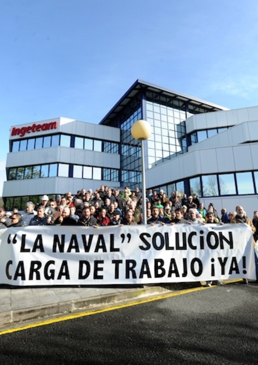 Trabajadores de La Naval ante Ingeteam, su segundo mayor accionista. (Marisol RAMÍREZ / ARGAZKI PRESS)