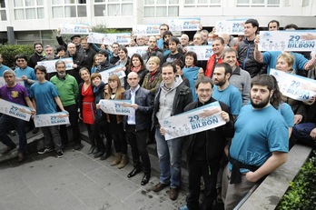 La plataforma Gure Esku Dago ha realizado una comparecencia multitudinaria en  DOnostia. (Gorka Rubio / ARGAZKI PRESS)