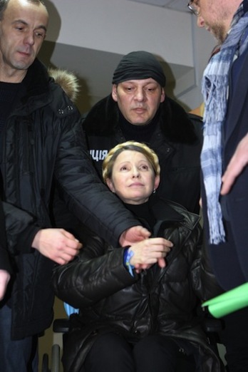 Yulia Timoschenko, tras su puesta en libertad. (Inna PETRIKOVA/AFP PHOTO)