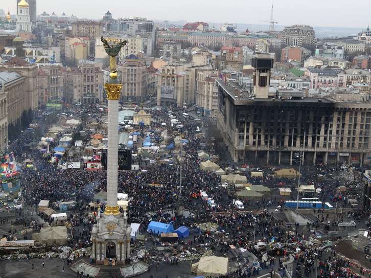 Vista panorámica de la plaza de la Independencia de Kiev. (Daniel SLIM / AFP)