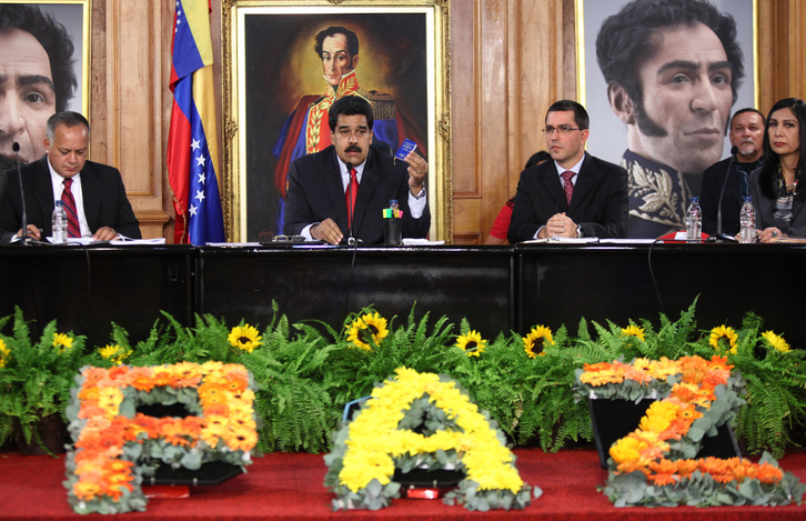 El presidente de Venezuela, Nicolás Maduro, en la apertura de la Conferencia de Paz. (AFP PHOTO)