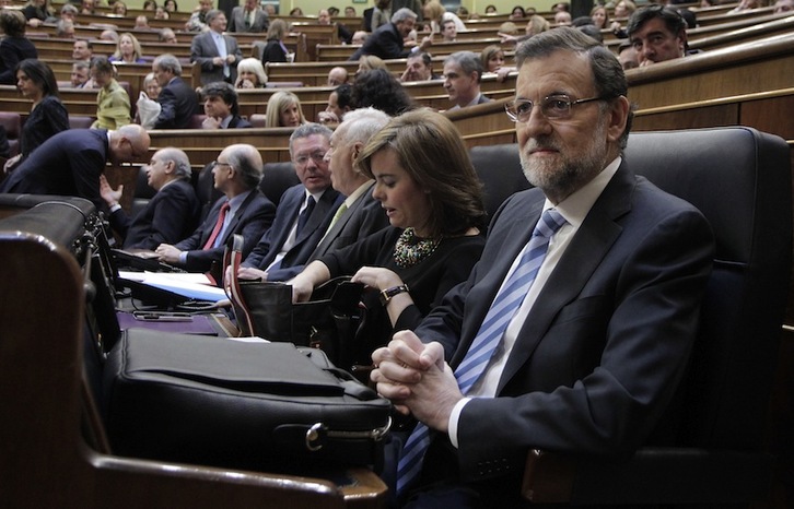 Mariano Rajoy, durante el primer día del debate en el Congreso. (J. DANAE/ARGAZKI PRESS)