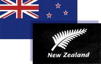 Arriba, la actual bandera nacional; abajo, la utilizada por la selección de rugby. 