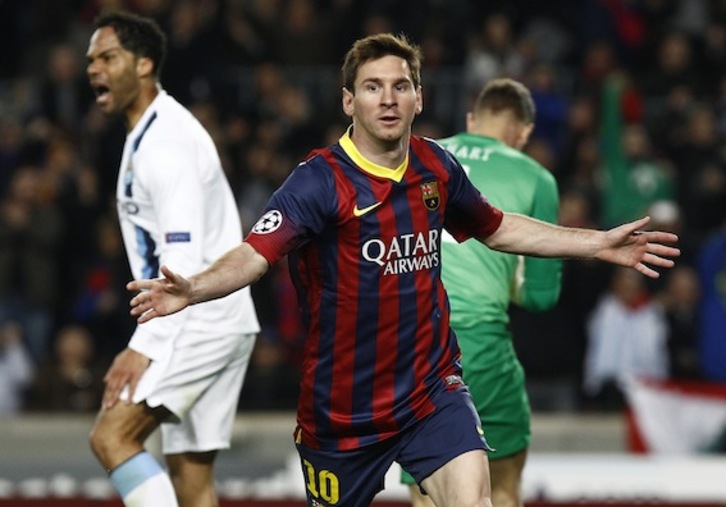 Leo Messi celebra su gol. (Quique GARCÍA/AFP PHOTO)
