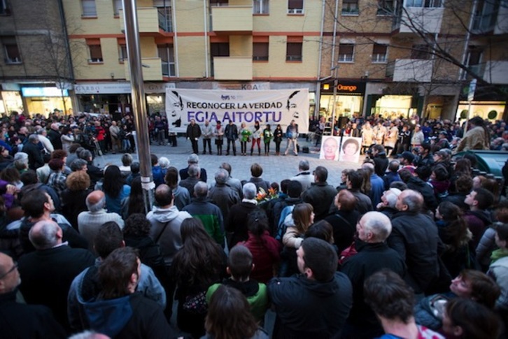Acto en recuerdo de Ángel Berrueta, en el barrio iruindarra de Donibane. (Iñigo URIZ/ARGAZKI PRESS)