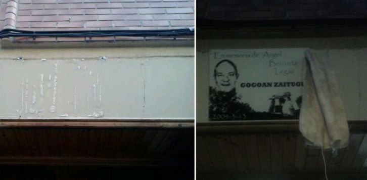 La placa en recuerdo a Berrueta, sustraída por desconocidos. (Ahotsa.info)