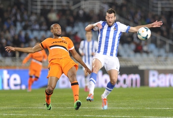 Agirretxek egin du garaipenaren gola. (Jon URBE / ARGAZKI PRESS)