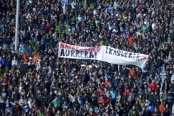 Manifestazioa Donostian, Ibaetako campusean. (Juan Carlos RUIZ/ARGAZKI PRESS)