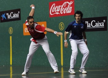 Olaizola y Aretxabaleta han logrado una cómoda victoria en el Ogueta. (ARGAZKI PRESS)