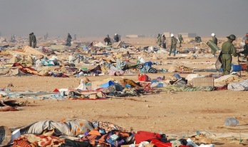 Imagen del campamento desmantelado por Marruecos en 2010 cerca de El Aaiún. (AFP)