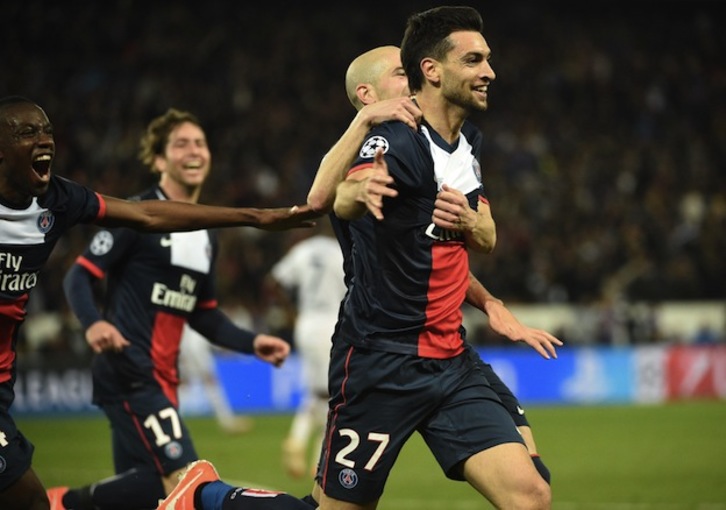 El gol de Pastore acerca al PSG a sus primeras semifinales en la Champions. (Martin BUREAU / AFP PHOTO)