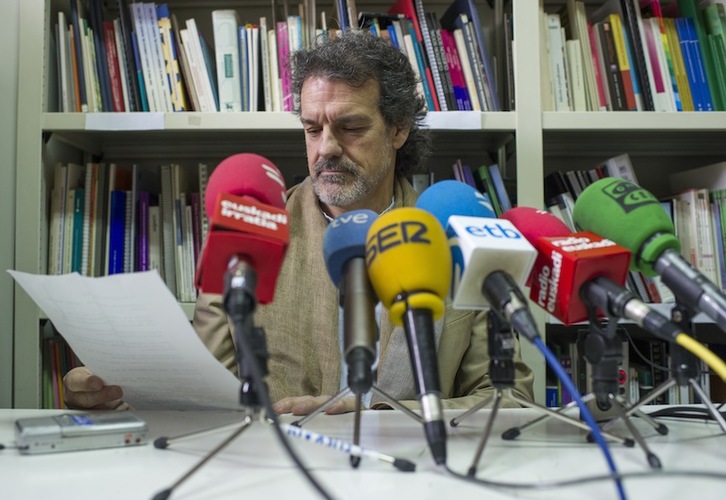 Txema Urkijo, en la comparecencia que ha ofrecido en Gasteiz. (Juanan RUIZ/ARGAZKI PRESS)