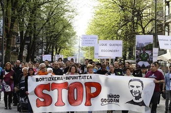 Manifestación en el segundo aniversario de la muerte de Iñigo Cabacas. (ARGAZKI PRESS)