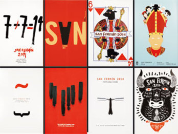 Sanferminetako kartel lehiaketako zortzi finalistak. (NAIZ.INFO)