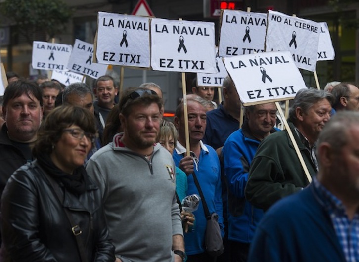 Manifestación de trabajadores de La Naval en Portugalete. (Luis JAUREGIALTZO/ARGAZKI PRESS)