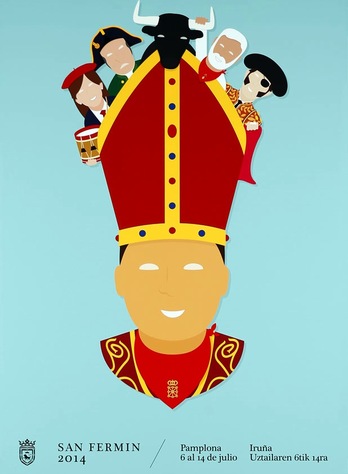 Ignacio Domenech kartelaren egilea eta Enrique Maya Iruñeko alkatea. (Iñigo URIZ/ARGAZKI PRESS)