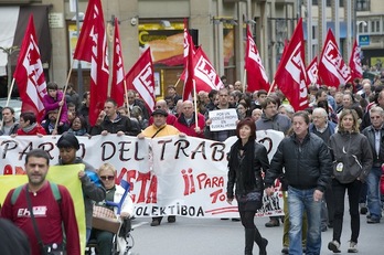Manifestación con motivo del Primero de Mayo en Iruñea, el año pasado. (Idoia ZABALETA/ARGAZKI PRESS)