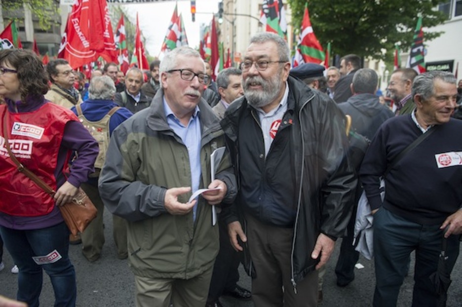 Candido Mendez (UGT) eta Ignacio Fernández Toxo (CCOO). (Marisol RAMIREZ/ARGAZKI PRESS)