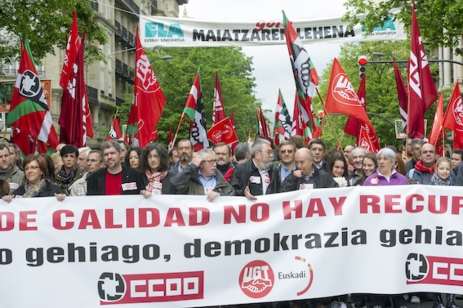 CCOO eta UGT sindikatuen manifestazio bateratua. (Marisol RAMIREZ/ARGAZKI PRESS)