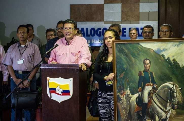La delegación de las FARC en La Habana. (Yamil LAGE / AFP)