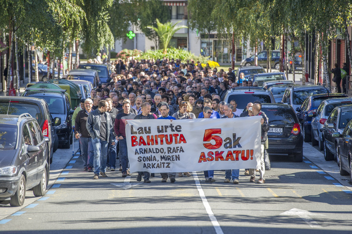 Manifestación celebrada en 2013 en Elgoibar para exigir la libertad de los condenados de ‘Bateragune’. (ARGAZKI PRESS)