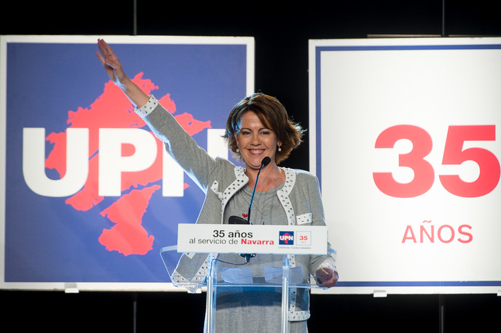 Barcina durante su intervención en el Baluarte. (Iñigo URIZ / ARGAZKI PRESS)