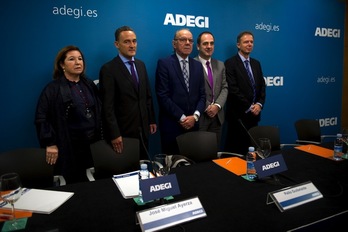 Los responsables de Adegi, en la comparecencia de hoy. (Juan Carlos RUIZ/ARGAZKI PRESS)