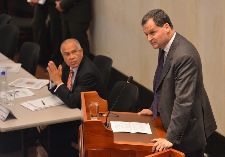 El Alto Comisionado para la Paz, Sergio Jaramillo, junto al ministro de Justicia de Colombia, Alfonso Gómez. (Omar NIETO REMOLINA/OFICINA DEL ALTO COMISIONADO PARA LA PAZ)