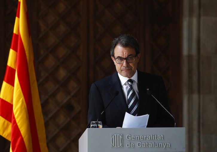 El president de la Generalitat, Artur Mas, durante una anterior comparecencia. (Quique GARCÍA/AFP)